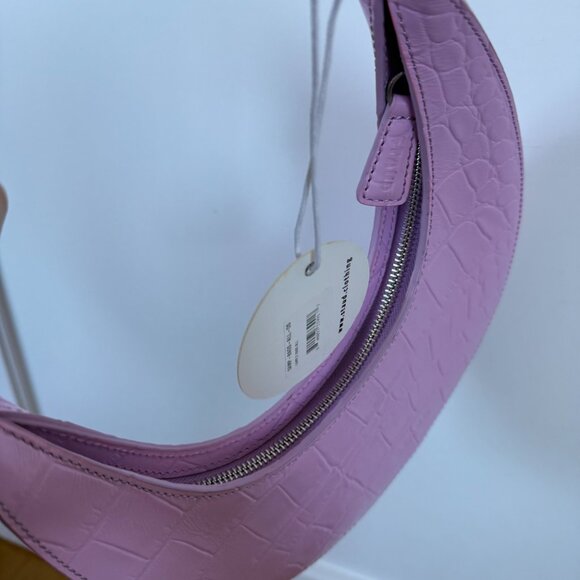 NWT Staud Top Handle Bag In Lilac Croco Embossed Leather Tortoise Shell Chain - Picture 7 of 9